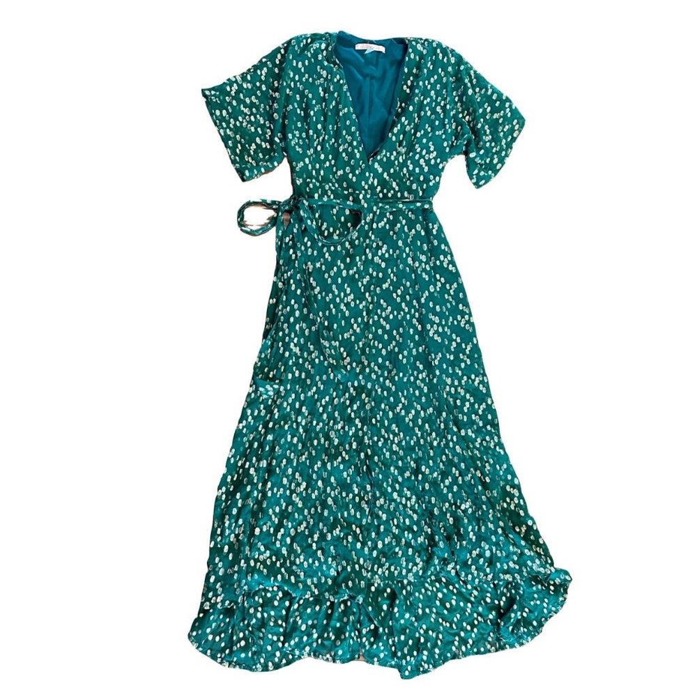 Anthropologie hutch metallic dot wrap dress